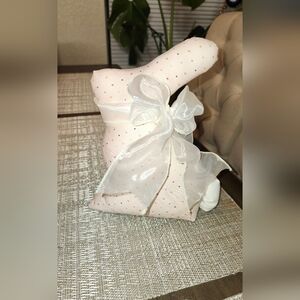 Artisanal Polka Dot Decorative Easter Bunny Decor with Bow